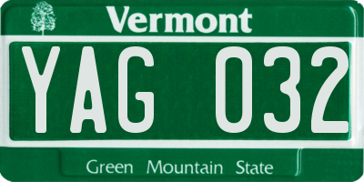 VT license plate YAG032