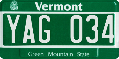 VT license plate YAG034