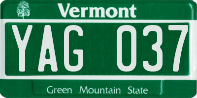 VT license plate YAG037