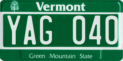 VT license plate YAG040