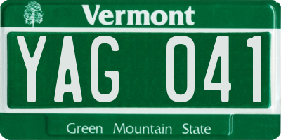 VT license plate YAG041