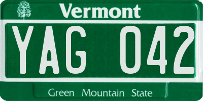 VT license plate YAG042
