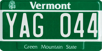 VT license plate YAG044