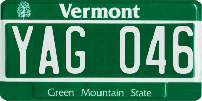 VT license plate YAG046