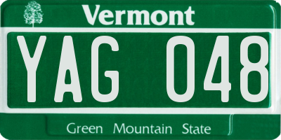 VT license plate YAG048