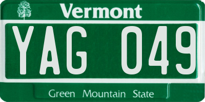 VT license plate YAG049