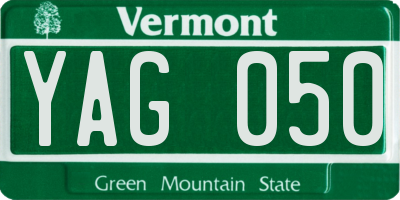 VT license plate YAG050