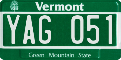 VT license plate YAG051