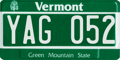VT license plate YAG052