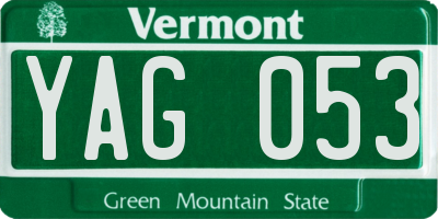 VT license plate YAG053