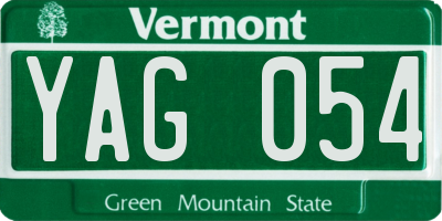 VT license plate YAG054
