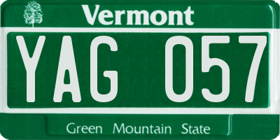 VT license plate YAG057