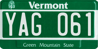 VT license plate YAG061