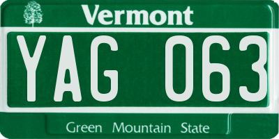 VT license plate YAG063