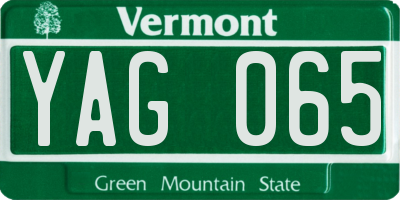 VT license plate YAG065