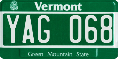 VT license plate YAG068