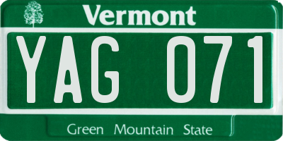 VT license plate YAG071