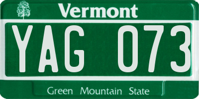 VT license plate YAG073