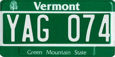 VT license plate YAG074