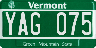 VT license plate YAG075