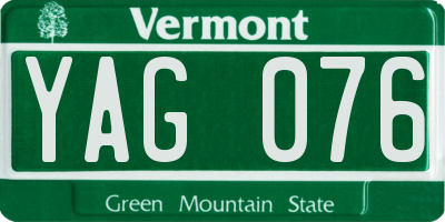 VT license plate YAG076