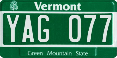 VT license plate YAG077