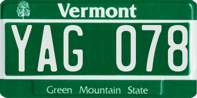 VT license plate YAG078