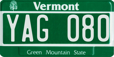 VT license plate YAG080