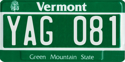 VT license plate YAG081