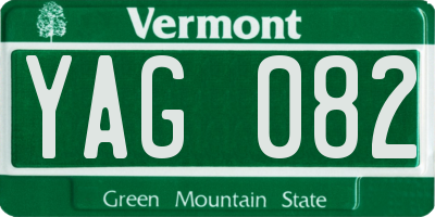 VT license plate YAG082