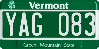 VT license plate YAG083