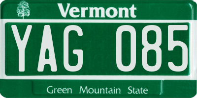 VT license plate YAG085