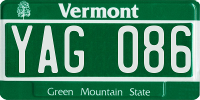 VT license plate YAG086