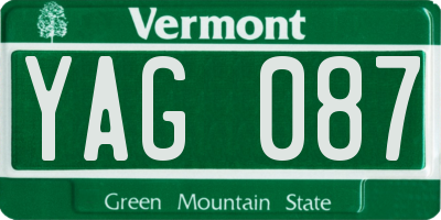 VT license plate YAG087