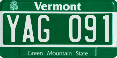 VT license plate YAG091