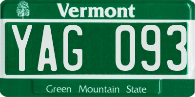 VT license plate YAG093