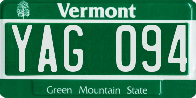 VT license plate YAG094