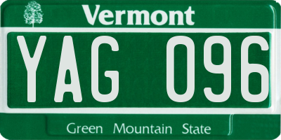 VT license plate YAG096