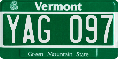 VT license plate YAG097