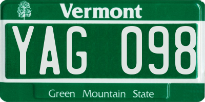 VT license plate YAG098