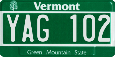 VT license plate YAG102