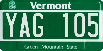 VT license plate YAG105