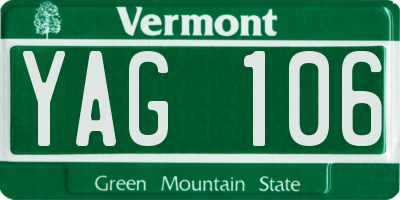 VT license plate YAG106