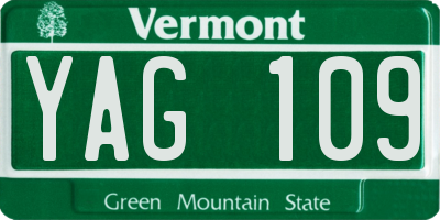 VT license plate YAG109