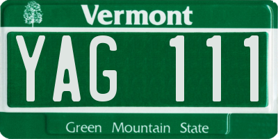 VT license plate YAG111