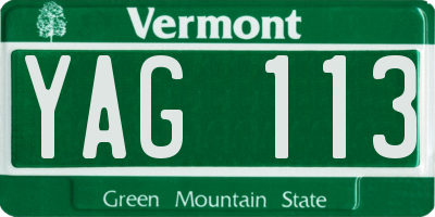 VT license plate YAG113