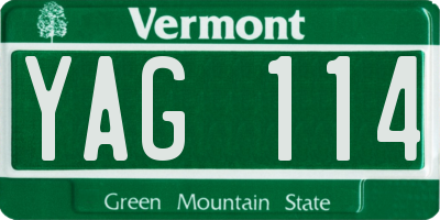 VT license plate YAG114