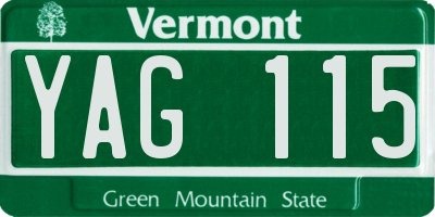 VT license plate YAG115