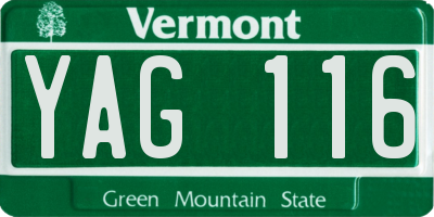 VT license plate YAG116