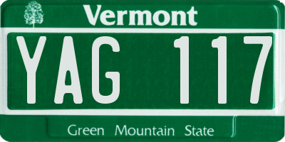 VT license plate YAG117